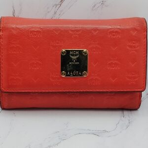 MCM RED LEATHER WALLET EUC